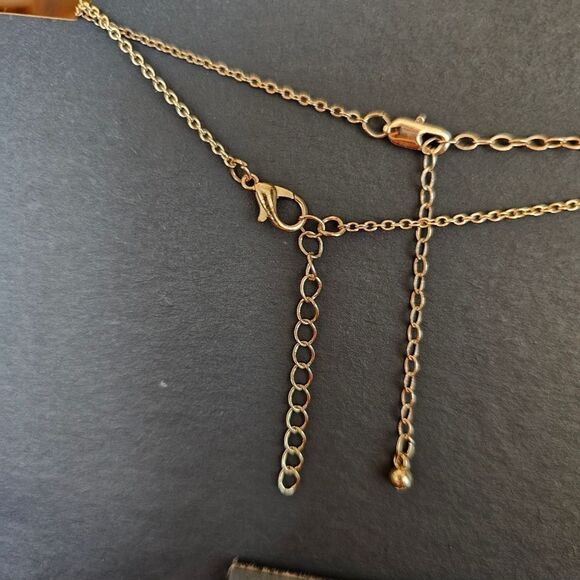 Aqua Blue Stone Bar Necklace and Floating Heart Necklace - Picture 8 of 8